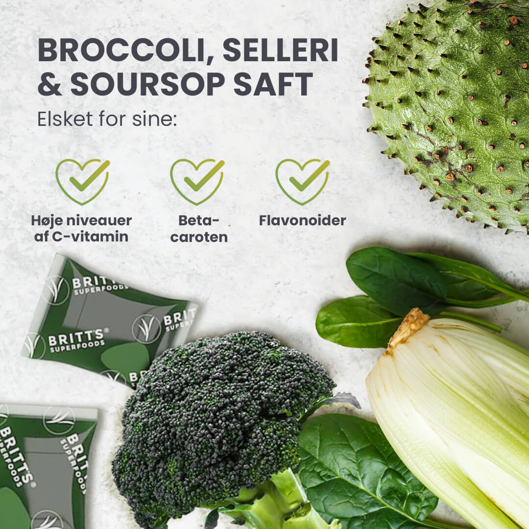 Broccoli - selleri - soursop opfrisker - Britt's Superfoods DK